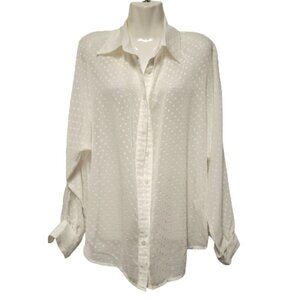 LADIES Lightweight Long Sleeve White Dress Shirt S/M